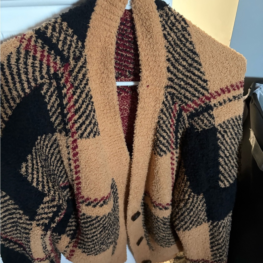 Vici Tan and Black Patterned Cardigan